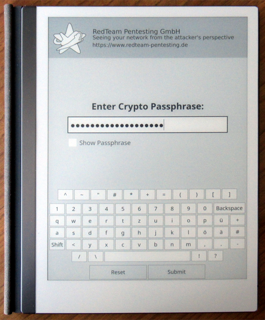 reMarkable Crypto Passphrase Prompt